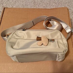 Cream Crossbody Bag with Heart Charm